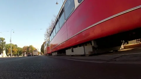 Low angle in motion shot of the Vienna ring Stock Footage 21452946