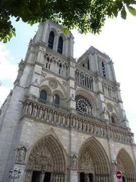 Low angle of the Notre Dame de Paris in France Stock Photos