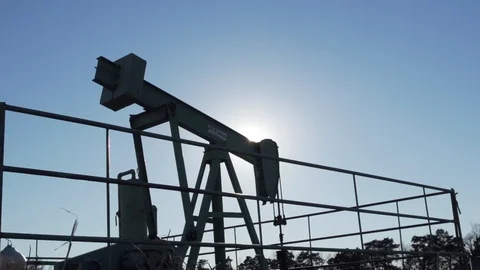  Low Angle Oil Pump Day  Stock Footage 92179760