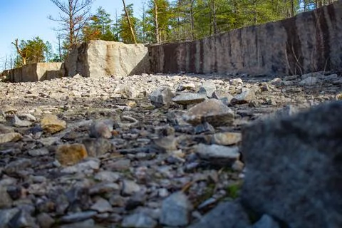 Low angle of an old stone quarry in Atlanta, Georgia Stock Photos