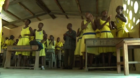 LOW ANGLE: PAKRO STUDENT CHOIR REHEARSES Stock Footage 58930766