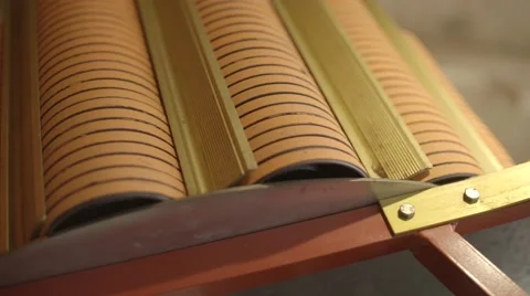 Low angle pan of clay or skeet targets in thrower - 4K Stock Footage 61941127