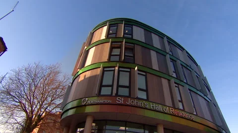 Low Angle Pan of University Residence Stock Footage 61641079