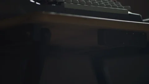 Low angle pan up of a vintage typewriter in an office Stock Footage 97870906