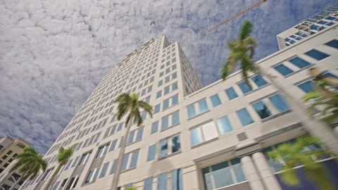 Low angle panning up view driving a car on the streets of Miami West Palm Beach Stock Footage 276655687