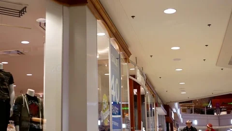 Low angle of people shopping at Coquitlam shopping mall with 4k resolution Stock Footage 74615775