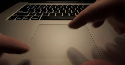 Low angle person using laptop trackpad Stock Footage 81948489