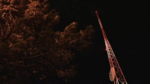 Low Angle Perspective Communications Antenna Mast Stock Footage 10743691