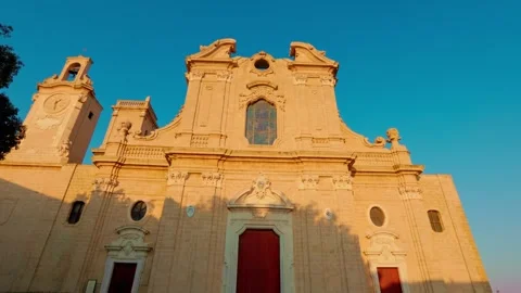 Low angle perspective of Oria Cathedral with architectural details Stock Footage 315491286