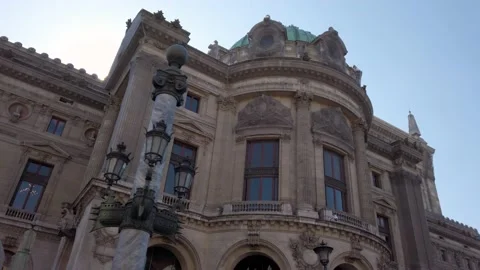 Low angle process plate of Opera Garnier in Paris. France Stock Footage 131066936