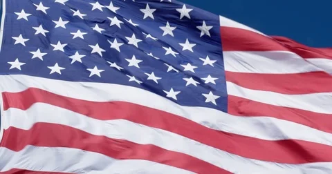 Low angle proud american flag CU united states of america Vidéo 73761256