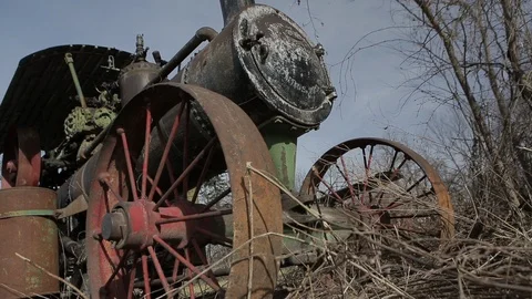  Low Angle Push In Old Train Day Stock Footage 92179748