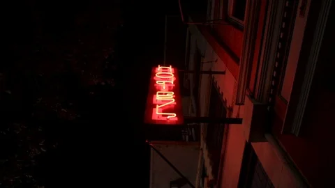 Low Angle Red Hotel Sign Stock Footage 99195173