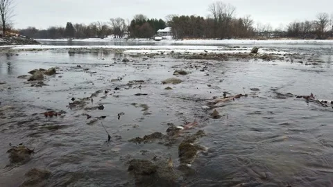 Low angle river bed Stock Footage 144052341