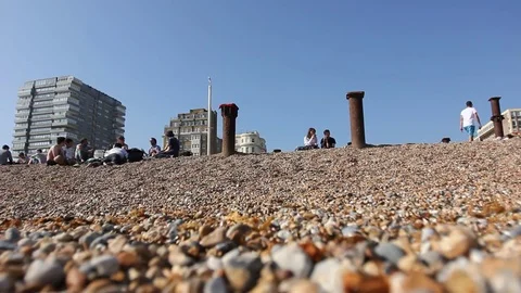 Low Angle Rocky Beach Stock Footage 73602784