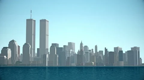 Low Angle Rotation Around CG Lower Manhattan w/ WTC Stock Footage 61973693
