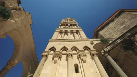 Low angle of Saint Domnius Cathedral, Split Video stock 219975274