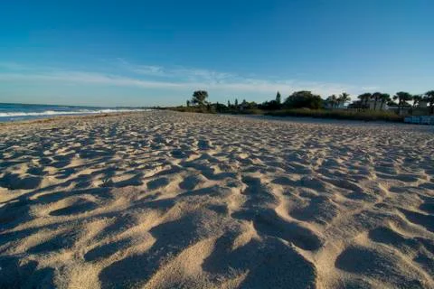 Low angle sandy beach Foto stock