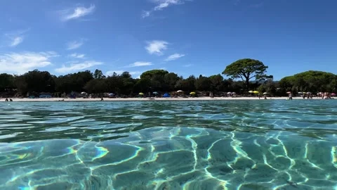 Low angle sea water view of Santa Giulia beach in Corsica Vídeos de archivo 278845035