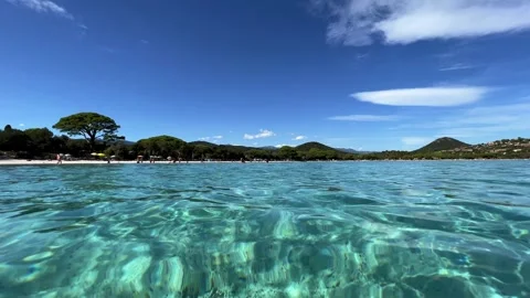 Low angle sea water view of santa giulia beach in corsica Stock Footage 278845091