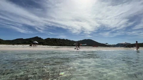 Low angle sea water view of lotu beach in summer season, corsica island Video stock 280691533