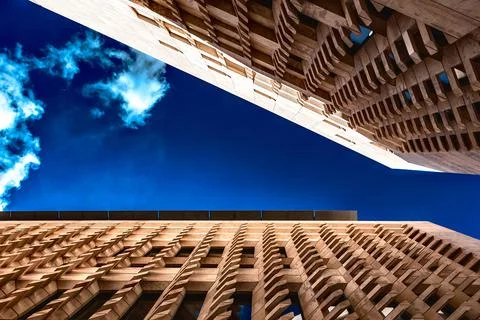 Low angle shot of abstract architectural details of Valletta, Malt Stock Photos