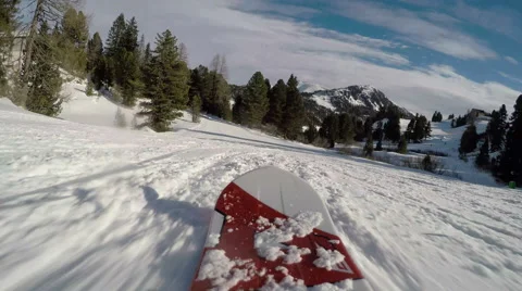 Low Angle Shot of Adrenaline Downhill Skiing 4K Stock-Footage 46042731
