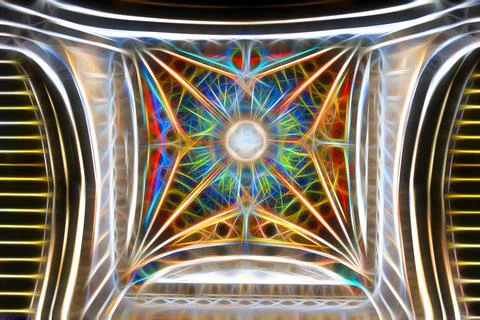 Low angle shot of an ancient building ceiling Ilustración de archivo