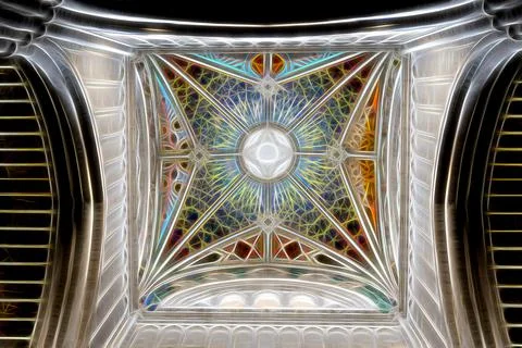 Low angle shot of an ancient building ceiling Ilustración de archivo