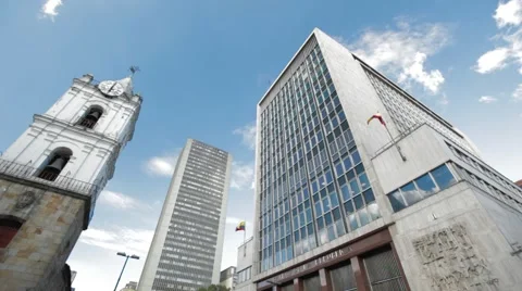 Low Angle Shot of Banco de la Republica Tower Stock Footage 42267373