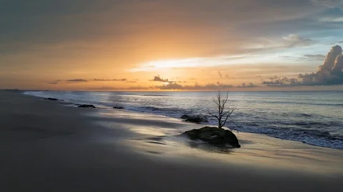 Low Angle Shot of Beach Sunrise Stock Footage 114890475
