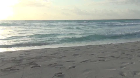 Low angle shot of a beautiful beach on an island in the Carribean Stock Footage 129179965