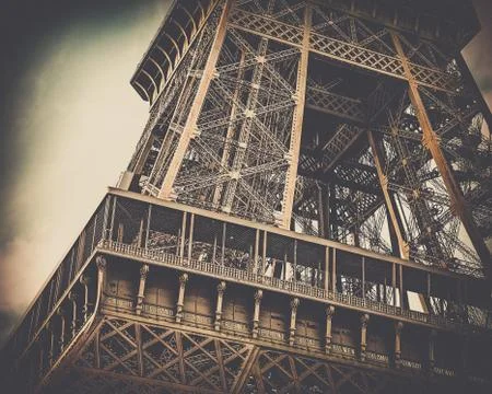 Low angle shot of a beautiful Eiffel Tower in Paris, France Stock Photos