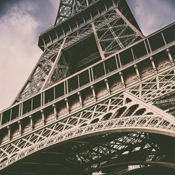 Low angle shot of a beautiful Eiffel Tower in Paris, France 스톡 사진