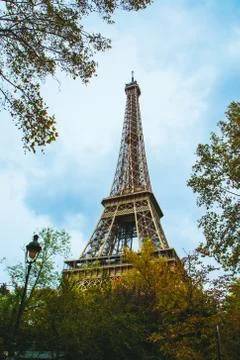 Low angle shot of the beautiful Eiffel Tower in Paris, France Stock Photos