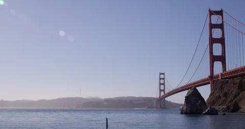 Low angle shot of the beautiful San Francisco Golden Gate Bridge in the morning, Video stock 103446629