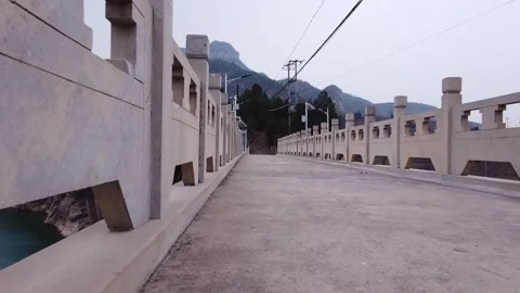 Low angle shot of the bridge, the drone fell Stock Footage 247363271