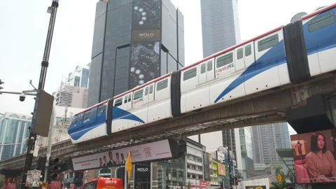 Low Angle Shot Bukit Bintang Crossing Train passing by Stock Footage 252202833