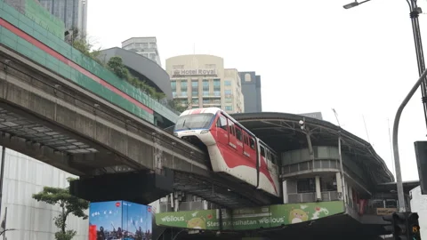 Low Angle Shot Bukit Bintang Crossing Train passing by Stock-Footage 252203777