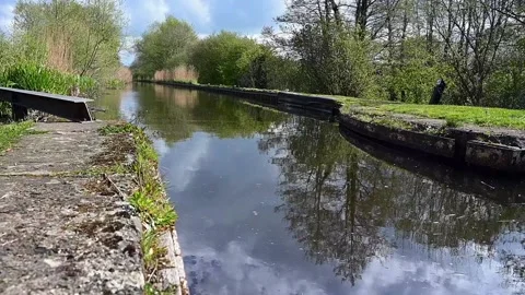 Low angle shot of a canal Stock Footage
