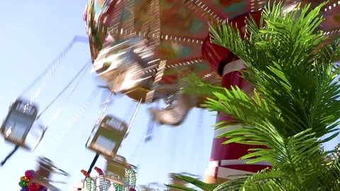 Low angle shot of candy cane rollercoaster Stockbeeldmateriaal 84650858