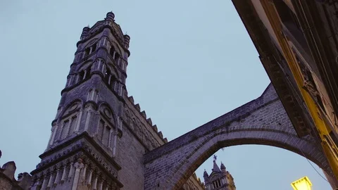 Low angle shot of Cathedral in Palermo Stock Footage 88635513