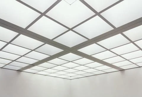 Low angle shot of the ceiling of a building made of square frames Stock Photos