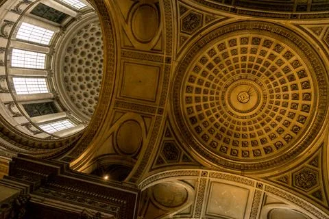 Low-angle shot of the ceiling of the Pantheon in Paris, France Photos