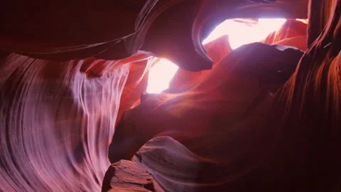  Low angle shot of the colored rock formations of Upper Antelope Canyon Stock Footage 237742790
