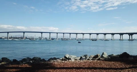 Low Angle Shot Of Coronado Bay Bridge San Diego California - Aerial Drone HD 4K  Video stock 96299681