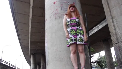 Low angle shot of dancer in urban city setting Stock Footage 72794644