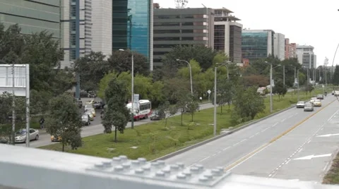 Low Angle Shot of Davivienda's Central Tower and Eldorado Avenue Stock Footage 42268460