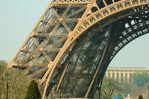 Low angle shot of details on the Eiffel Tower in Paris, France 写真素材