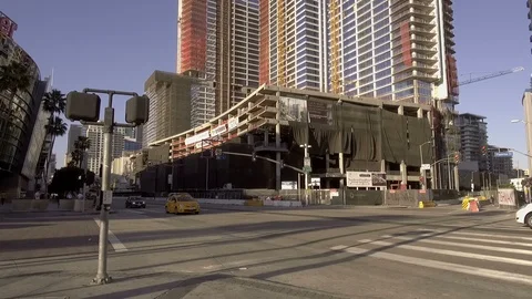 Low Angle Shot of Downtown Los Angeles Newly Constructed Skyscrapers Stock Footage 91712989